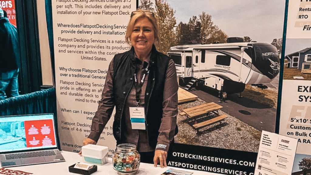 flatspot decking services sales team on trade show