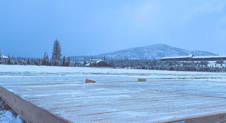 Snow Mountain Ranch modular deck, winter installation